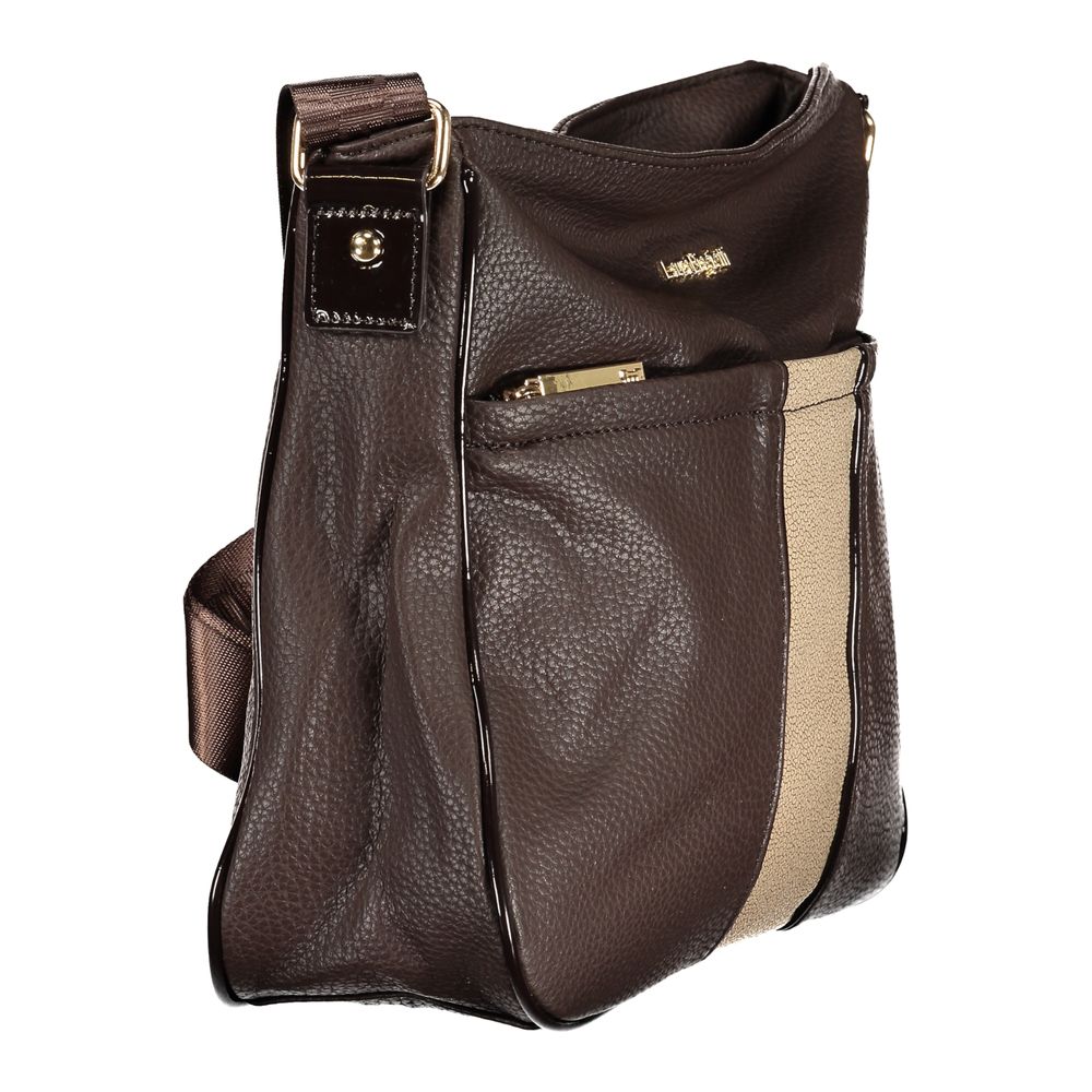 Brown PVC women’s handbag by Laura Biagiotti with sleek design and top handles, perfect for stylish everyday use.