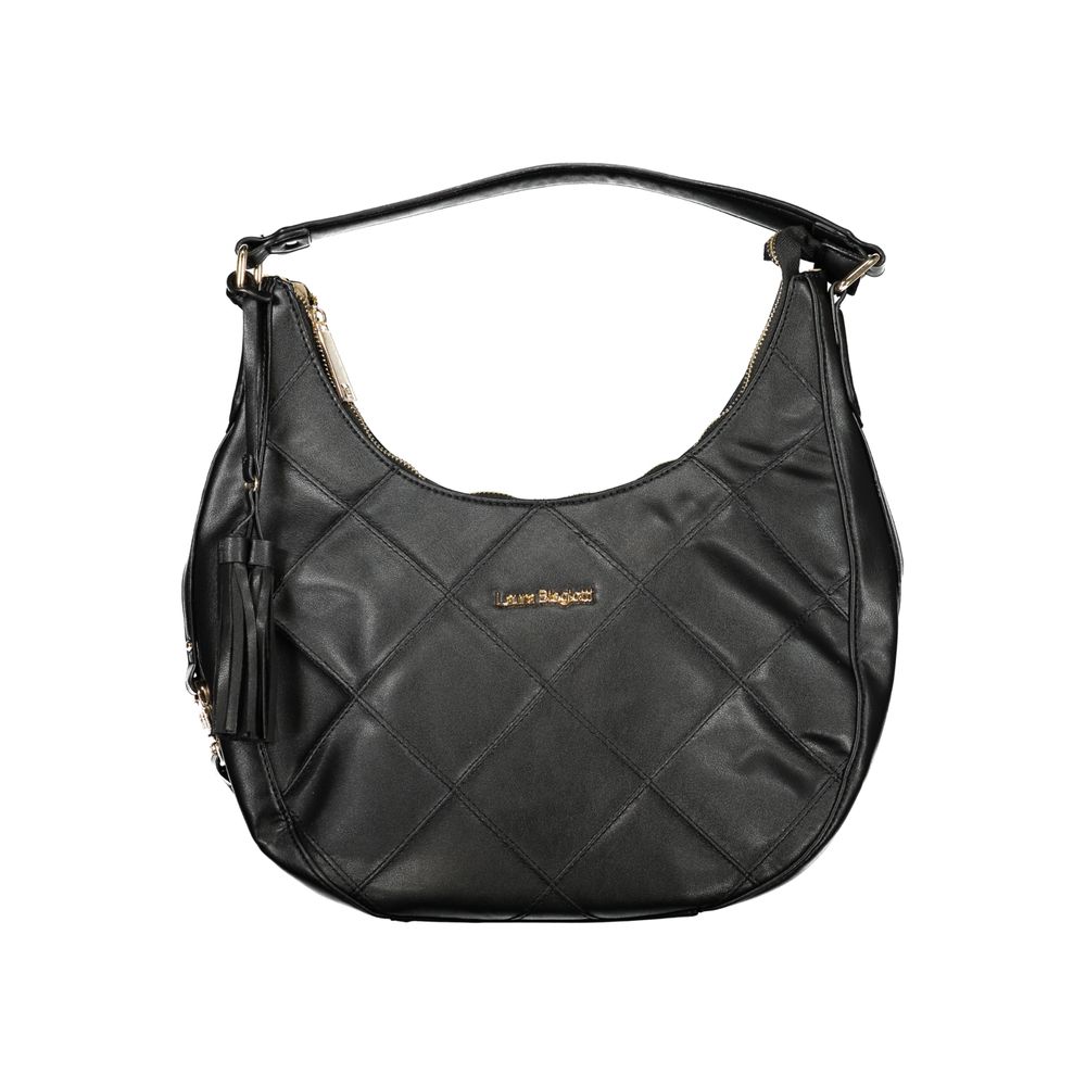 Black PVC women’s handbag by Laura Biagiotti with sleek design and top handle, showcasing modern style and craftsmanship.