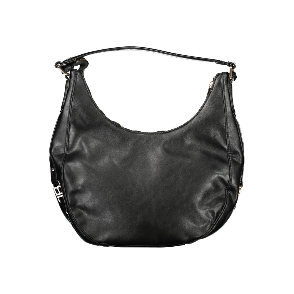 Black PVC Laura Biagiotti women's handbag with sleek design and top handles, stylish accessory for modern outfits.