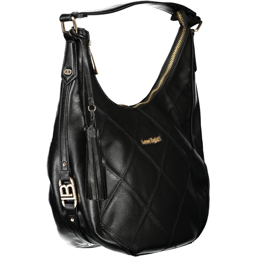 Black PVC women's handbag by Laura Biagiotti with sleek design and silver-tone hardware.