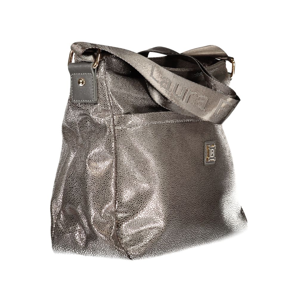 Laura Biagiotti Grigio polyester women's handbag with sleek design and top handles, suitable for everyday use.