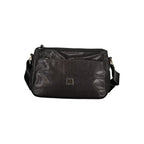 Black polyester women's handbag by Laura Biagiotti with sleek design and top handles, ideal for everyday use.