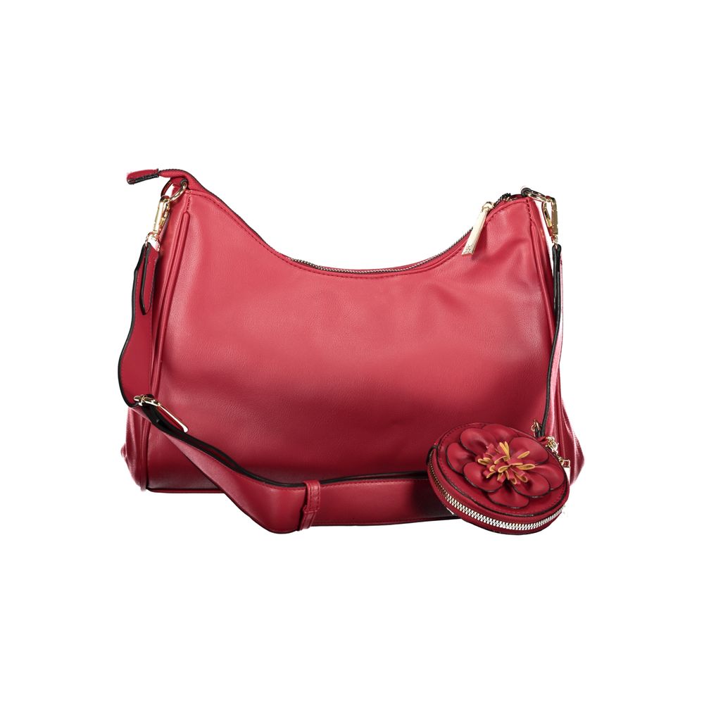 Laura Biagiotti Rosso PVC women's handbag with top handles and silver hardware, showcasing a stylish and modern accessory.