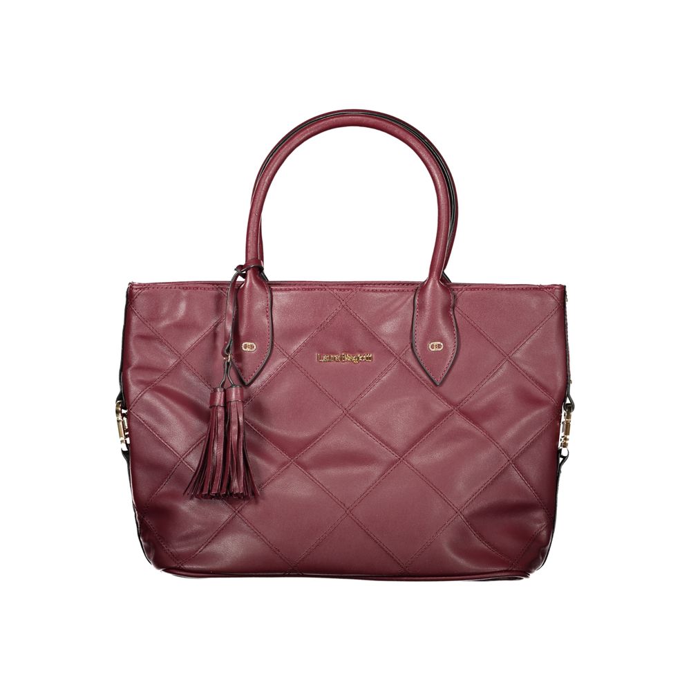 Laura Biagiotti Rosso PVC women’s handbag with rounded shape, top handles, and sleek design.