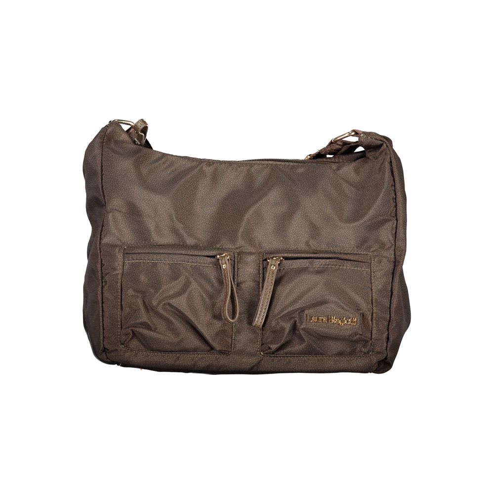Laura Biagiotti brown polyester women's handbag with sleek design and top handles, stylish accessory for everyday use.