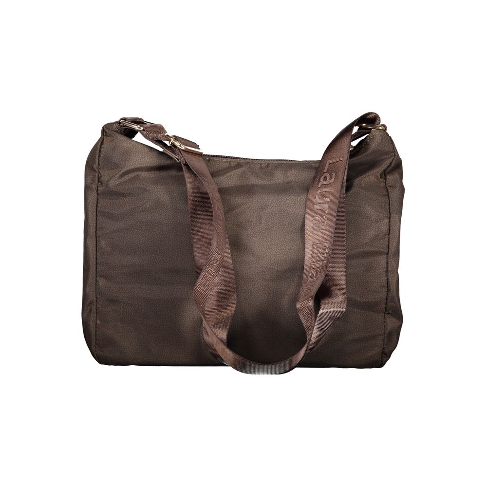 Laura Biagiotti brown polyester women's handbag with double handles and sleek design, perfect for everyday use.