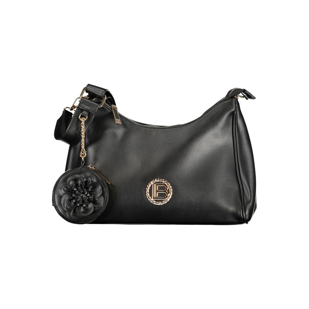 Laura Biagiotti Nero PVC women’s handbag with sleek design and top handle, featuring a stylish and modern look.