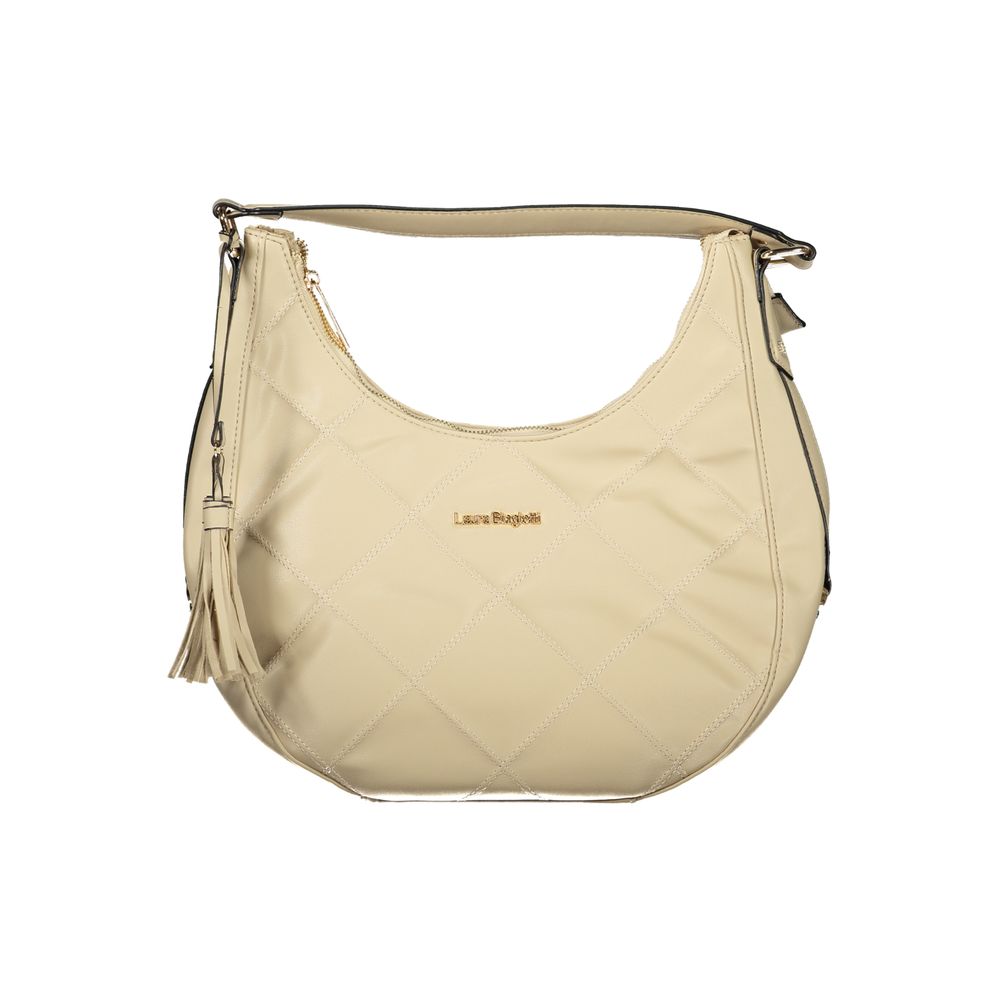 Beige PVC women's handbag by Laura Biagiotti with top handles and sleek design, perfect for everyday use.
