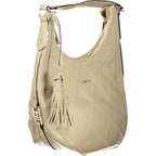 Beige PVC women's handbag by Laura Biagiotti with top handles and subtle logo detail, stylish and functional accessory.