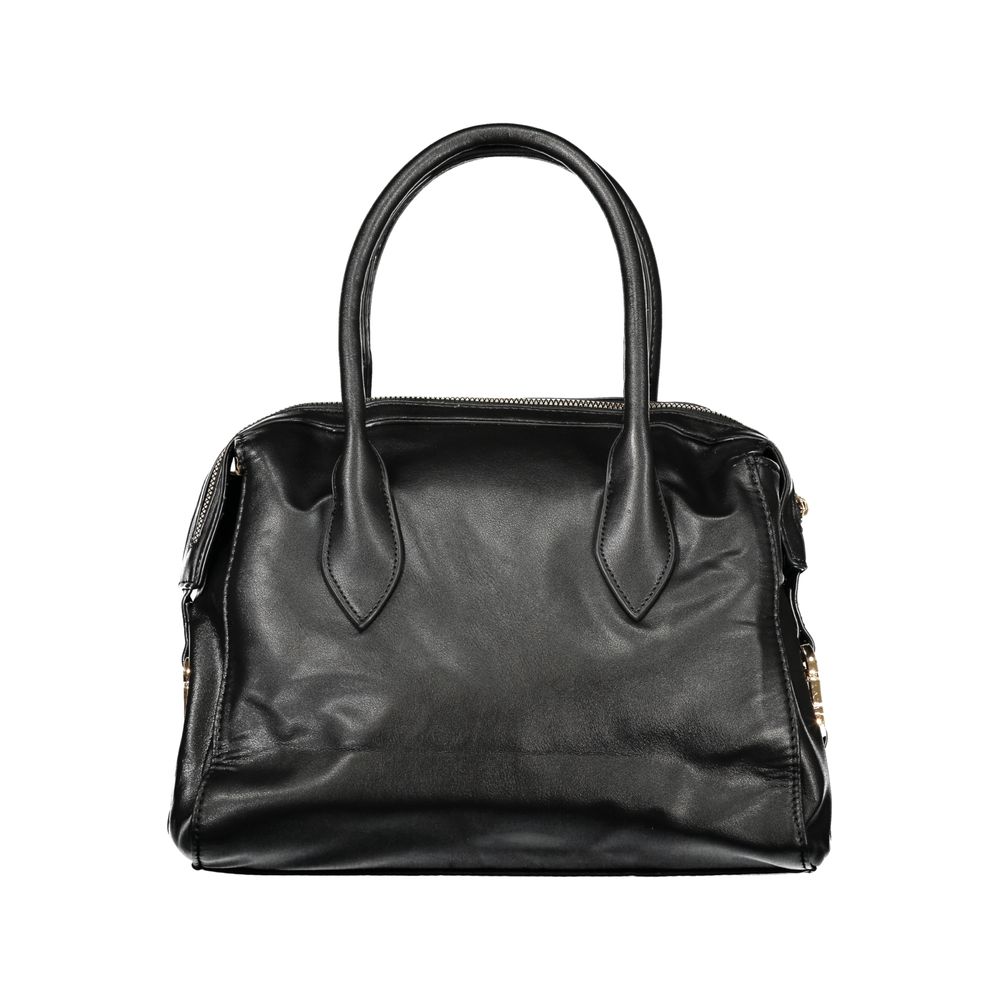 Black PVC women’s handbag by Laura Biagiotti with sleek design and top handles, showcasing modern and elegant style.