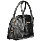 Black PVC Laura Biagiotti women's handbag with sleek design and shoulder strap, featuring subtle brand detailing.