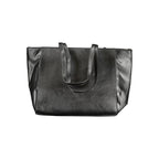 Black PVC women's handbag by Laura Biagiotti with sleek design and top handle, featuring subtle brand detailing.