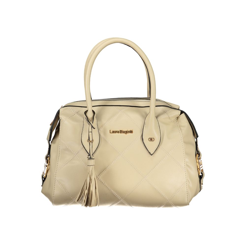 Laura Biagiotti beige PVC women's handbag with sleek design and spacious interior, stylish accessory for everyday use.