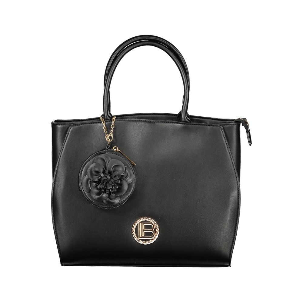 Laura Biagiotti Nero PVC women's handbag with sleek design and top handles, stylish accessory for everyday use.