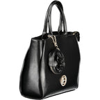 Laura Biagiotti Nero PVC women’s handbag with sleek design and top handles, featuring a modern and stylish appearance.