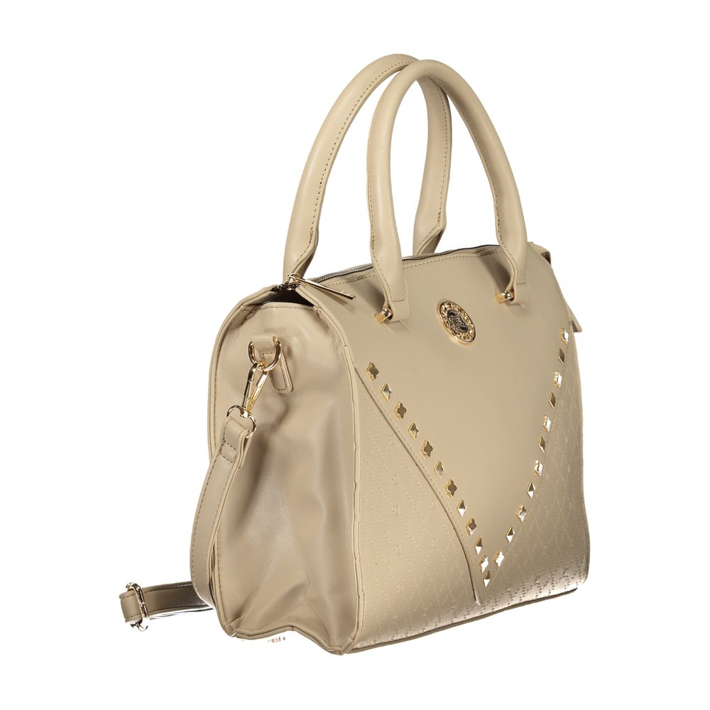 Beige PVC Laura Biagiotti women's handbag with sleek design and top handle, stylish accessory for everyday use.