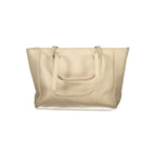 Beige PVC Laura Biagiotti women's handbag with sleek design and structured shape, featuring top handles and subtle branding.