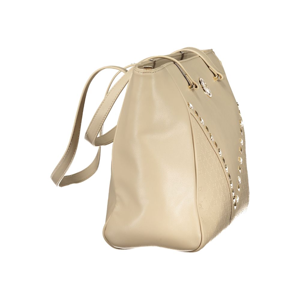 Beige PVC Laura Biagiotti women's handbag with sleek design and top handles, ideal for casual or formal occasions.
