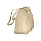 Beige PVC Laura Biagiotti women's handbag with sleek design and top handles, ideal for casual or formal occasions.