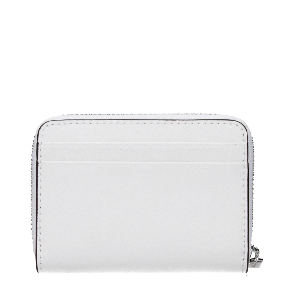 Michael Kors white leather cardholder with multiple card slots and sleek design, perfect for organizing cards and cash.