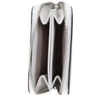 Michael Kors white leather cardholder with multiple card slots and sleek design, perfect for stylish organization.