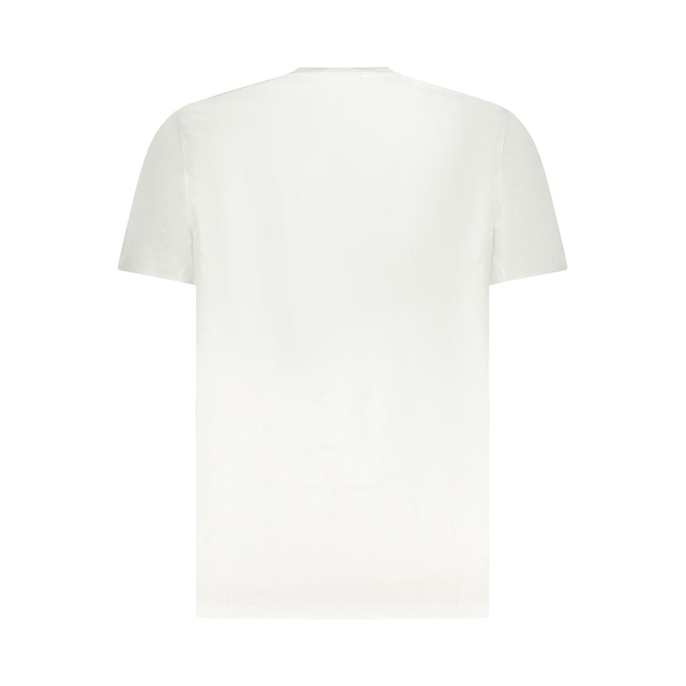 Calvin Klein Bianco cotton men's T-shirt displayed flat, showcasing its simple white design and soft fabric texture.