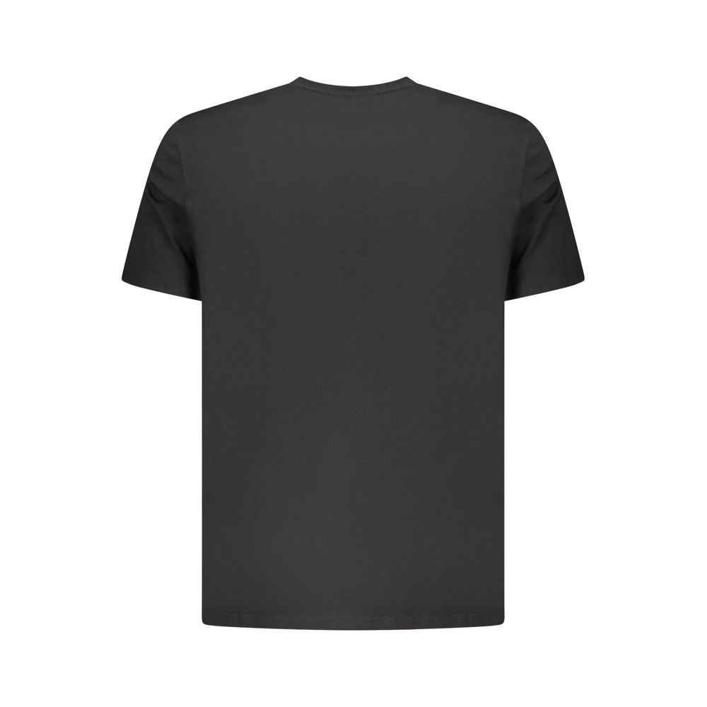 Black cotton men's T-shirt from Calvin Klein, featuring a classic fit and minimalist design, shown on a plain background.