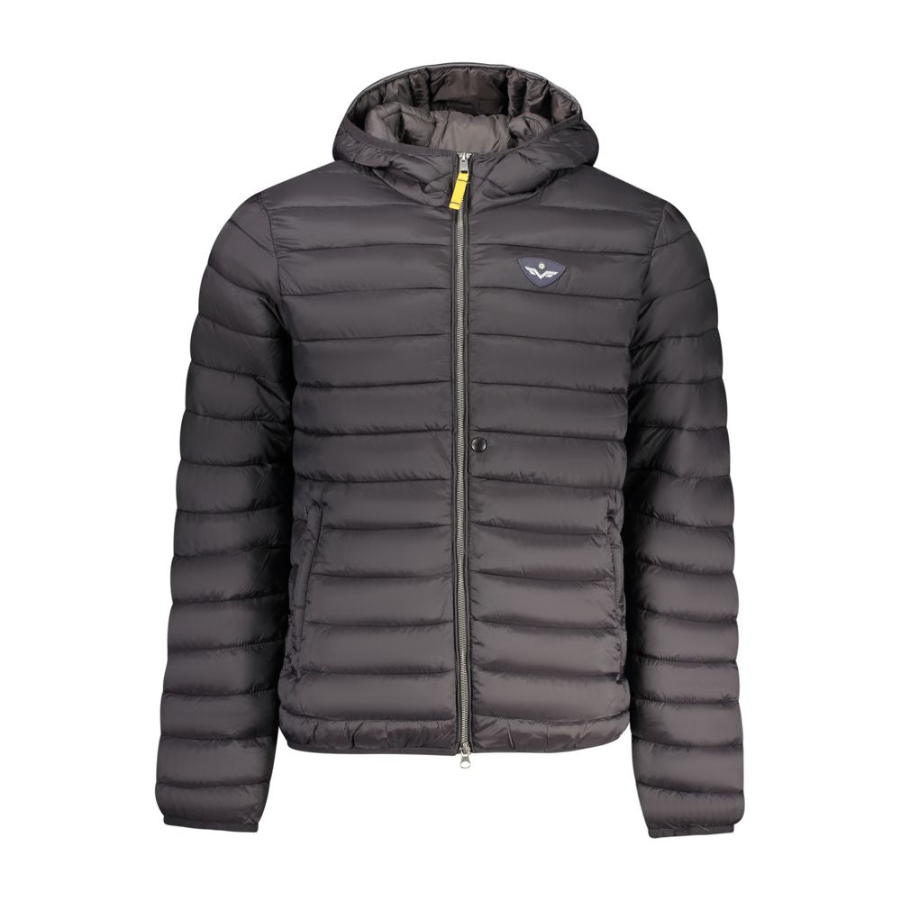 Black Armata Di Mare men's jacket made of poliammide, shown with front view and detailed fabric texture.