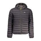 Black Armata Di Mare men's jacket made of poliammide, shown with front view and detailed fabric texture.