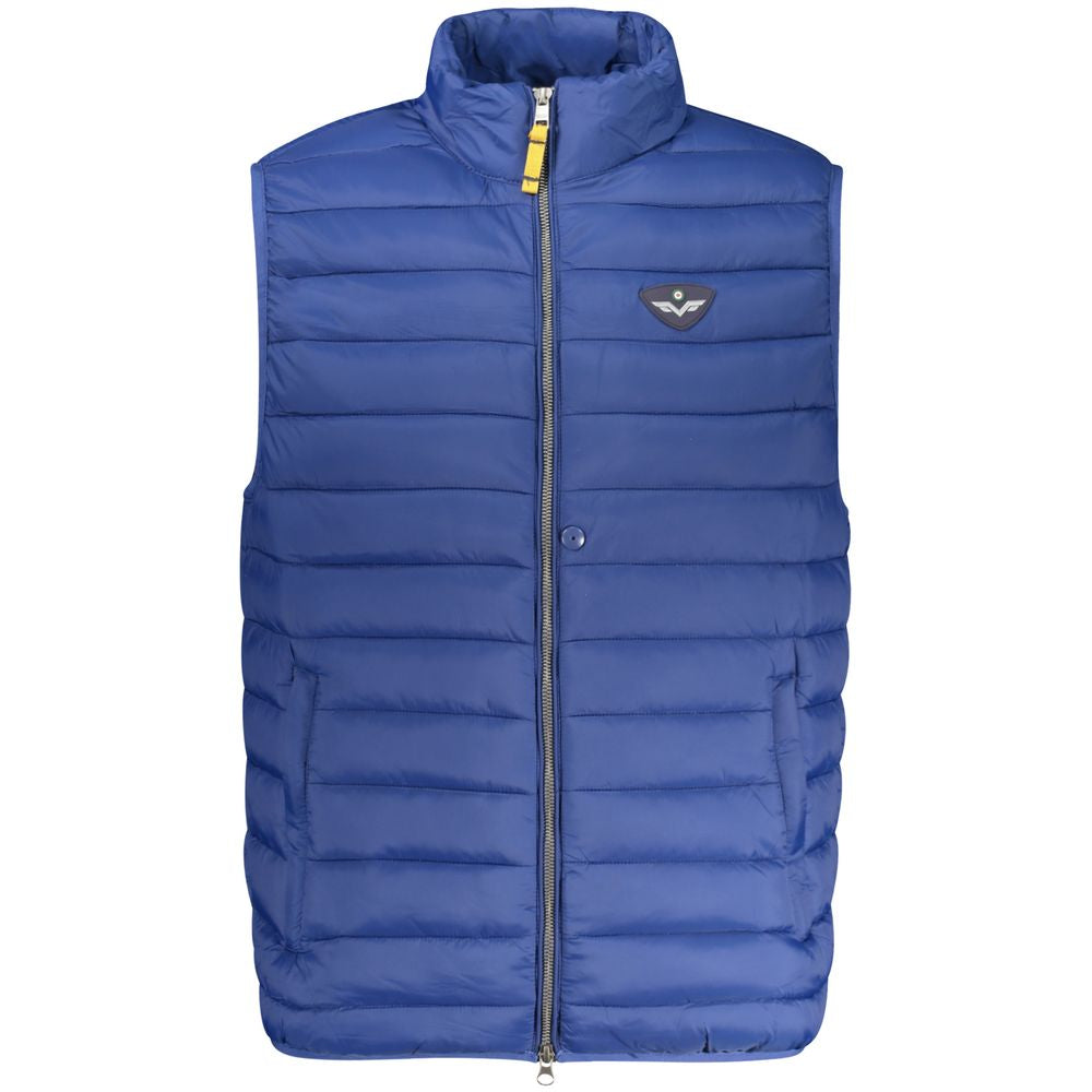Armata Di Mare men's blue poliammide jacket hanging on a hanger, showcasing its sleek design and lightweight fabric.