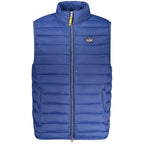 Armata Di Mare men's blue poliammide jacket hanging on a hanger, showcasing its sleek design and lightweight fabric.