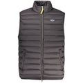 Black polyamide men's jacket by Armata Di Mare, showing a sleek, lightweight outerwear design with a stand-up collar.