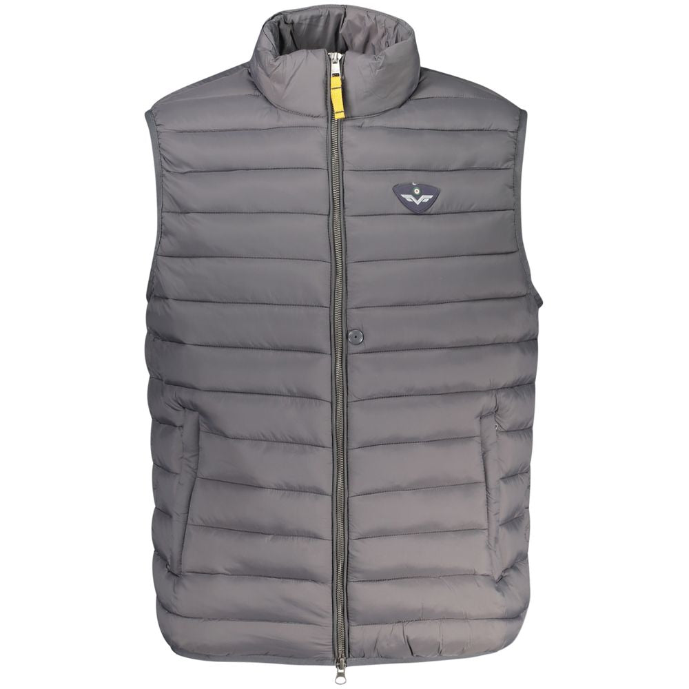 Armata Di Mare men's gray nylon jacket with a stylish collar and zipper, shown on a hanger against a plain background.