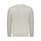 White cotton men's sweatshirt by Rifle with a classic fit and crew neckline, displayed on a hanger.