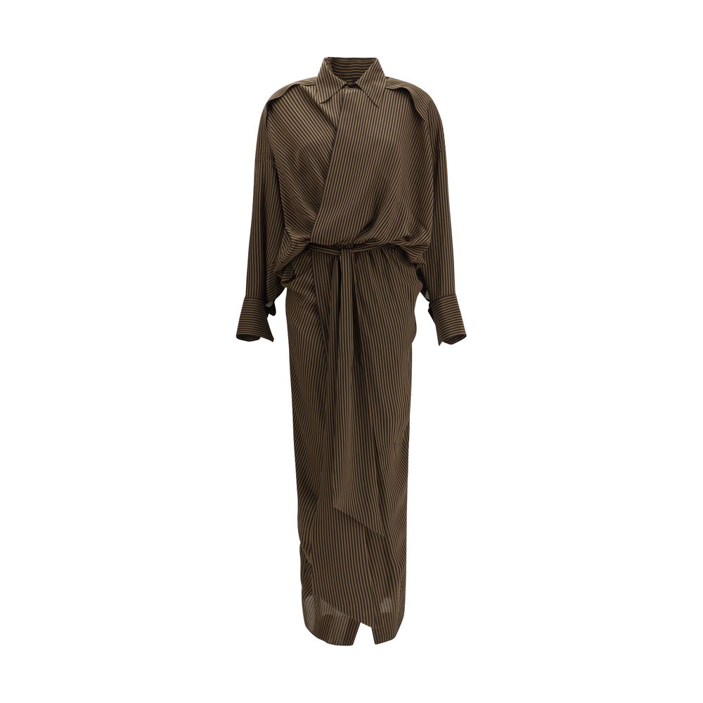 Multicolor silk casual dress by Petar Petrov featuring a relaxed fit and elegant design, shown on a model.