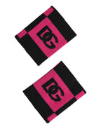 Dolce & Gabbana Black Pink DG Logo Cashmere 1 Pair Wristband - Eljoys Fashion 