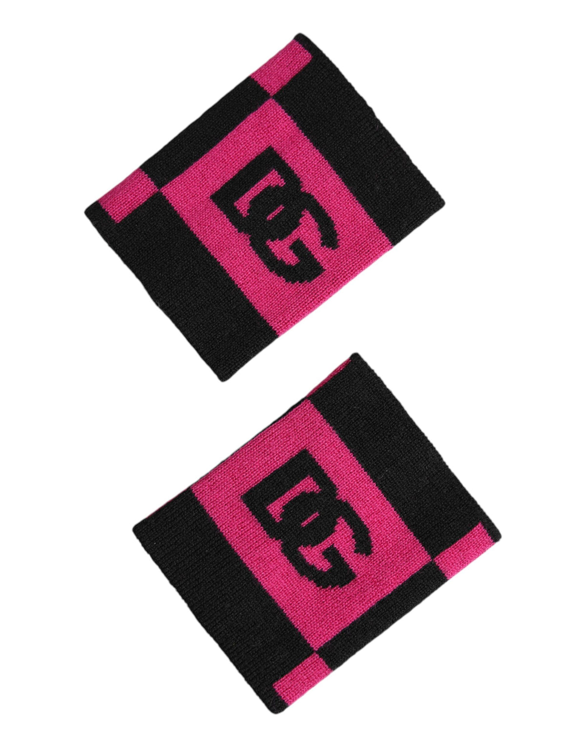 Dolce & Gabbana Black Pink DG Logo Cashmere 1 Pair Wristband - Eljoys Fashion 