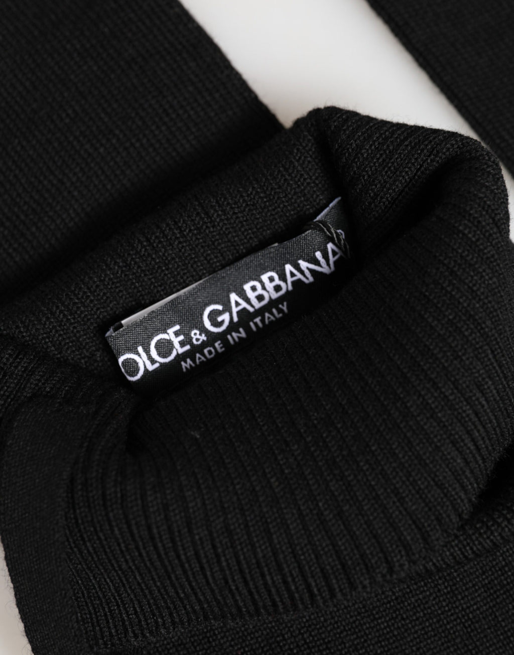 Dolce & Gabbana Black Virgin Wool Knitted Fingerless Men Gloves - Eljoys Fashion 