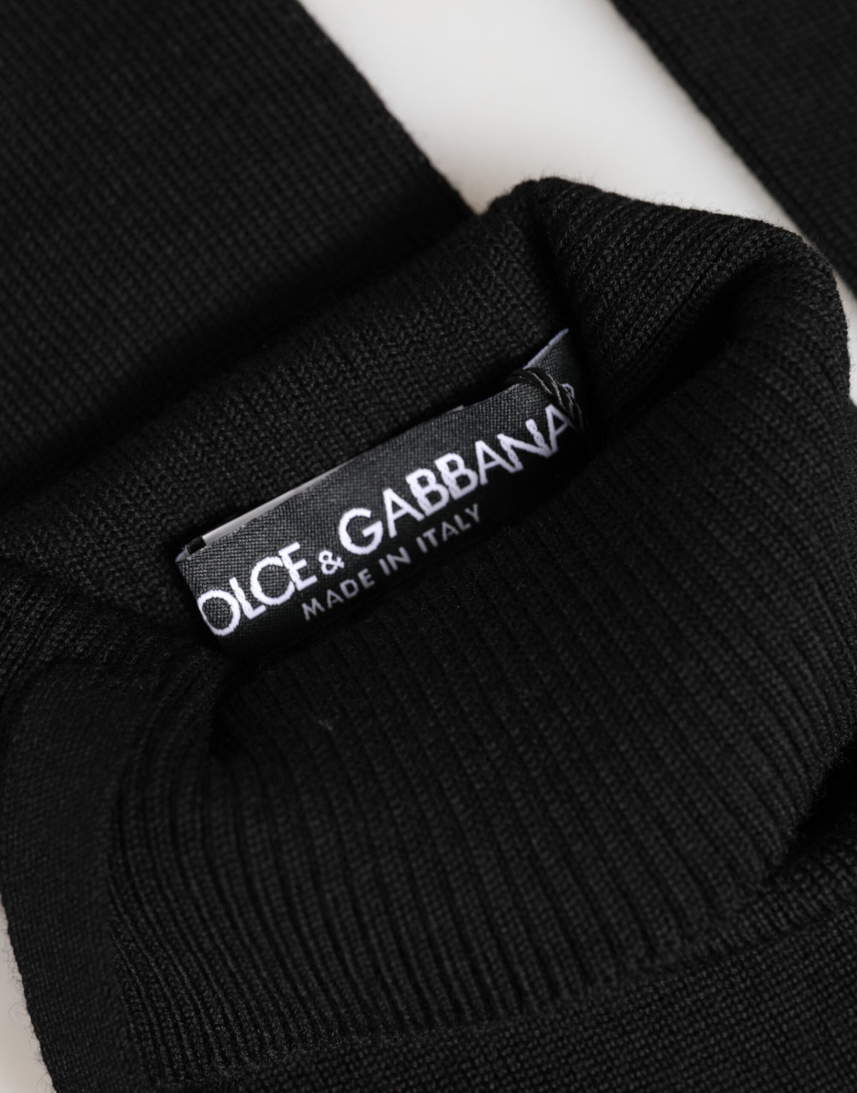 Dolce & Gabbana Black Virgin Wool Knitted Fingerless Men Gloves - Eljoys Fashion 