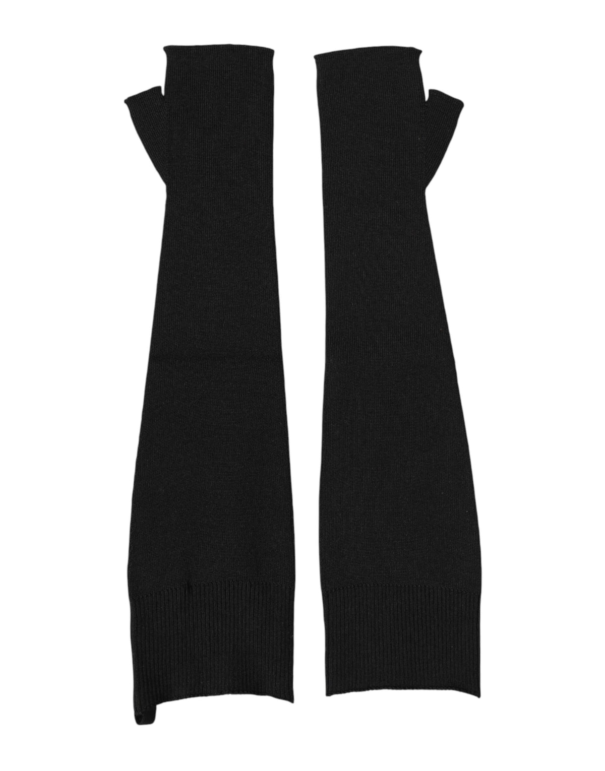 Dolce & Gabbana Black Virgin Wool Knitted Fingerless Men Gloves - Eljoys Fashion 