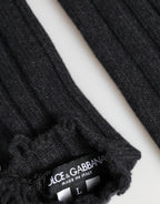 Dolce & Gabbana Dark Gray Virgin Wool Knitted Fingerless Gloves