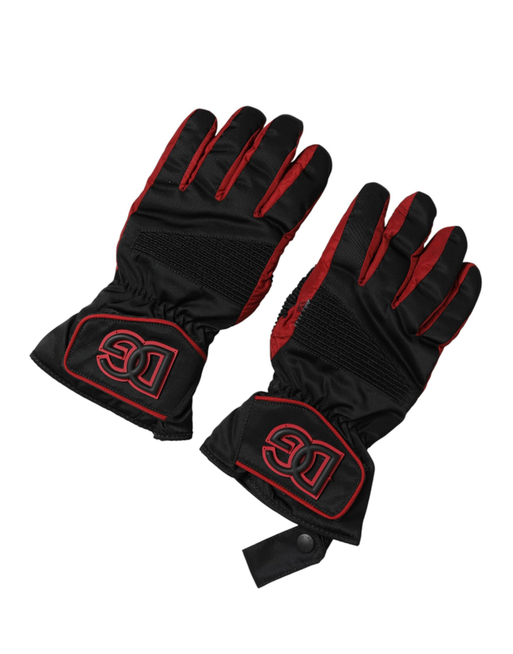 Dolce & Gabbana Black Red Nylon Wrist Length Mitten Gloves - Eljoys Fashion 