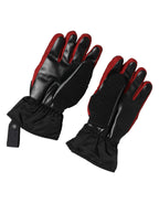 Dolce & Gabbana Black Red Nylon Wrist Length Mitten Gloves - Eljoys Fashion 