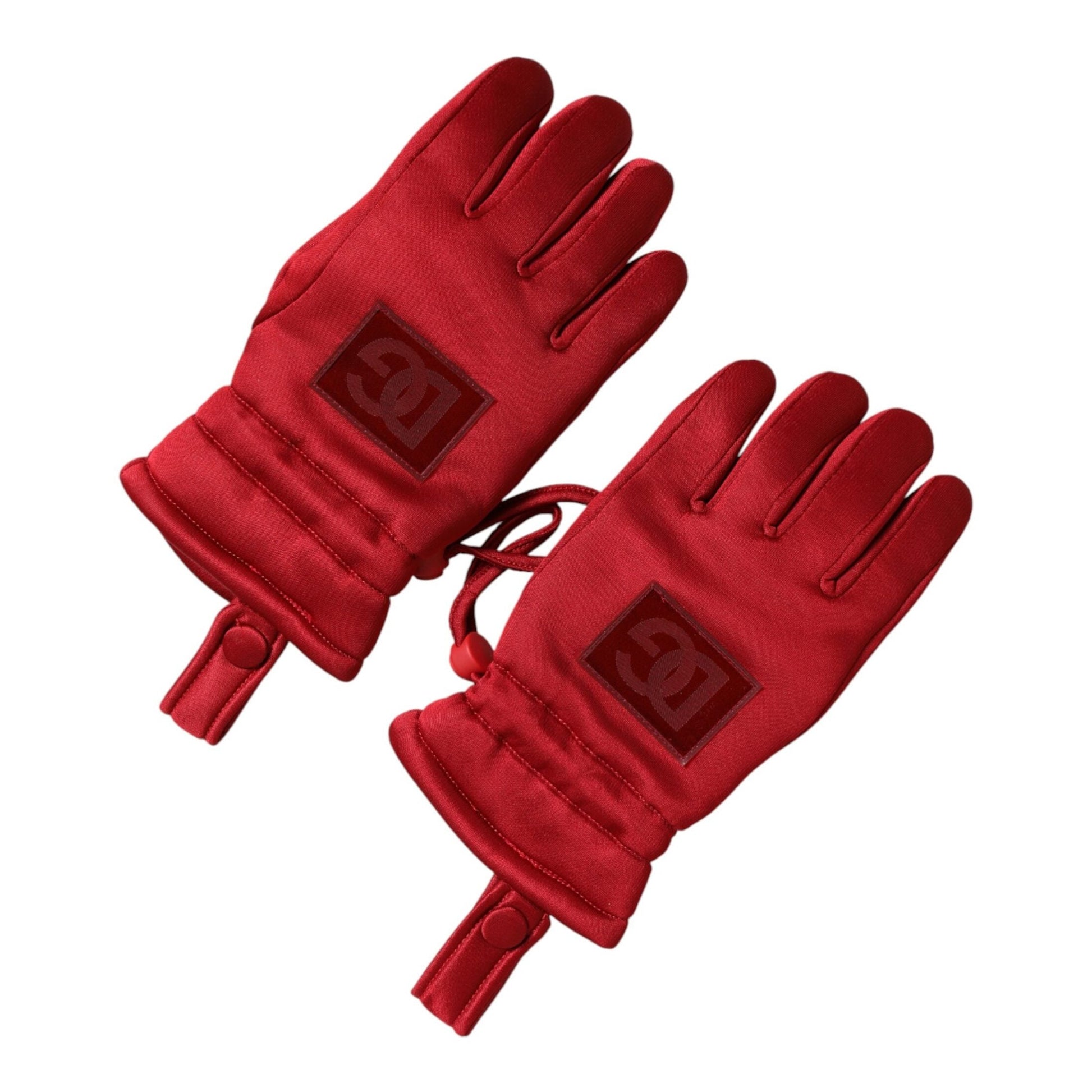 Dolce & Gabbana Red Viscose Motorcycle Biker Mitten Gloves
