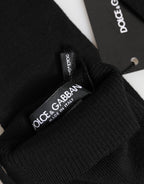 Dolce & Gabbana Black Virgin Wool Knitted Fingerless Men Gloves - Eljoys Fashion 