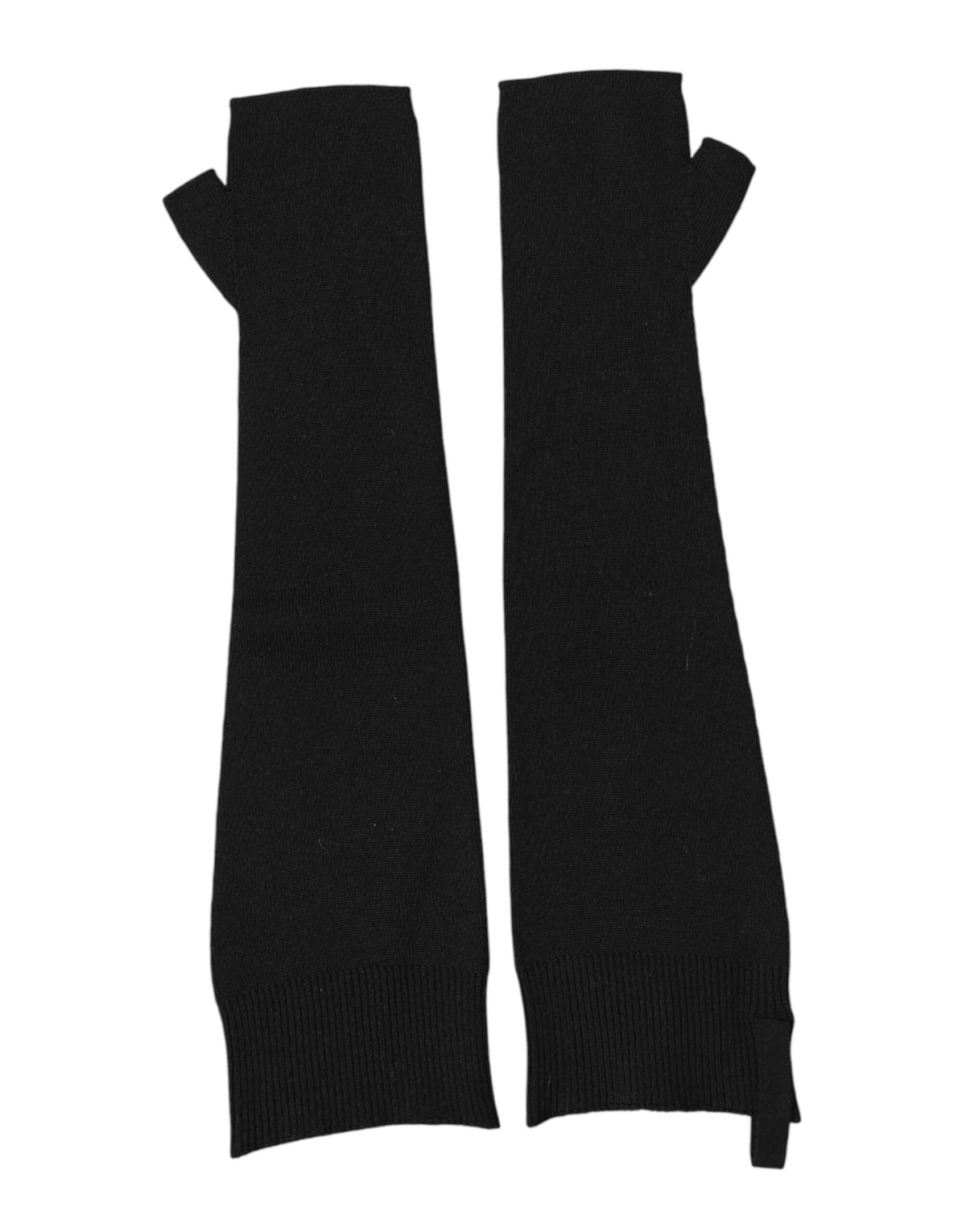 Dolce & Gabbana Black Virgin Wool Knitted Fingerless Men Gloves - Eljoys Fashion 