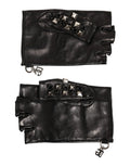 Dolce & Gabbana Black Leather Studded Fingerless Hand Mitten Men Gloves - Eljoys Fashion 