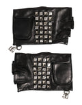 Dolce & Gabbana Black Leather Studded Fingerless Hand Mitten Men Gloves - Eljoys Fashion 