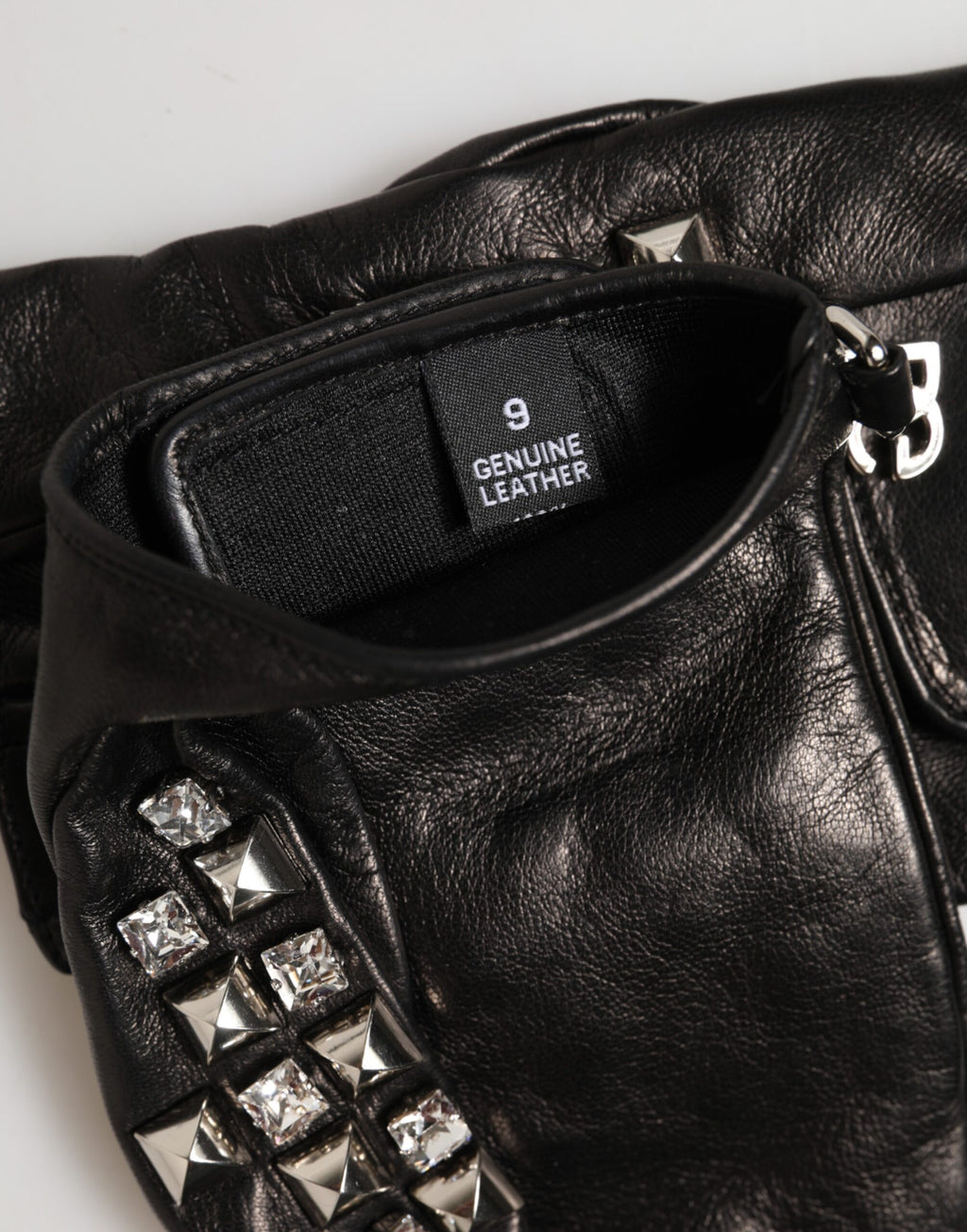 Dolce & Gabbana Black Leather Studded Fingerless Hand Mitten Men Gloves - Eljoys Fashion 