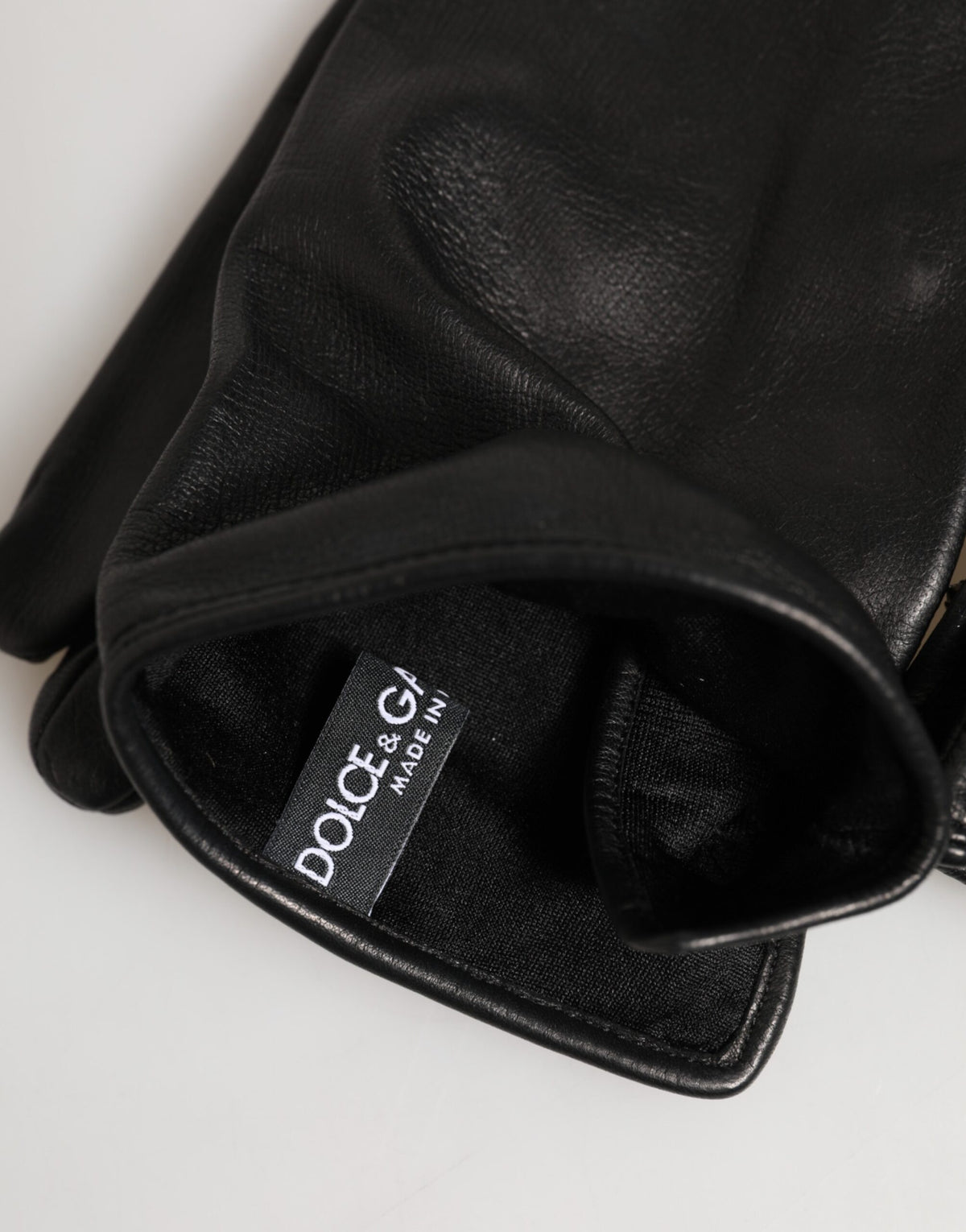 Dolce & Gabbana Black Leather Embellished Long Mitten Gloves - Eljoys Fashion 